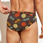 Yarn And Needle Pattern Print Men's Swim Briefs