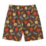 Yarn And Needle Pattern Print Men's Swim Trunks