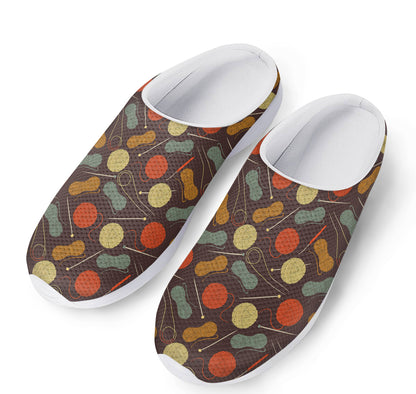 Yarn And Needle Pattern Print Mesh Casual Shoes