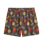 Yarn And Needle Pattern Print Mesh Shorts
