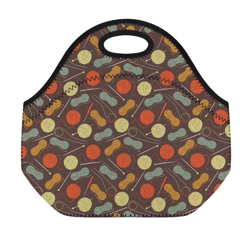 Yarn And Needle Pattern Print Neoprene Lunch Bag