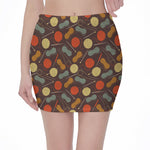 Yarn And Needle Pattern Print Pencil Mini Skirt