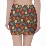 Yarn And Needle Pattern Print Pencil Mini Skirt