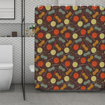 Yarn And Needle Pattern Print Polyester Shower Curtain