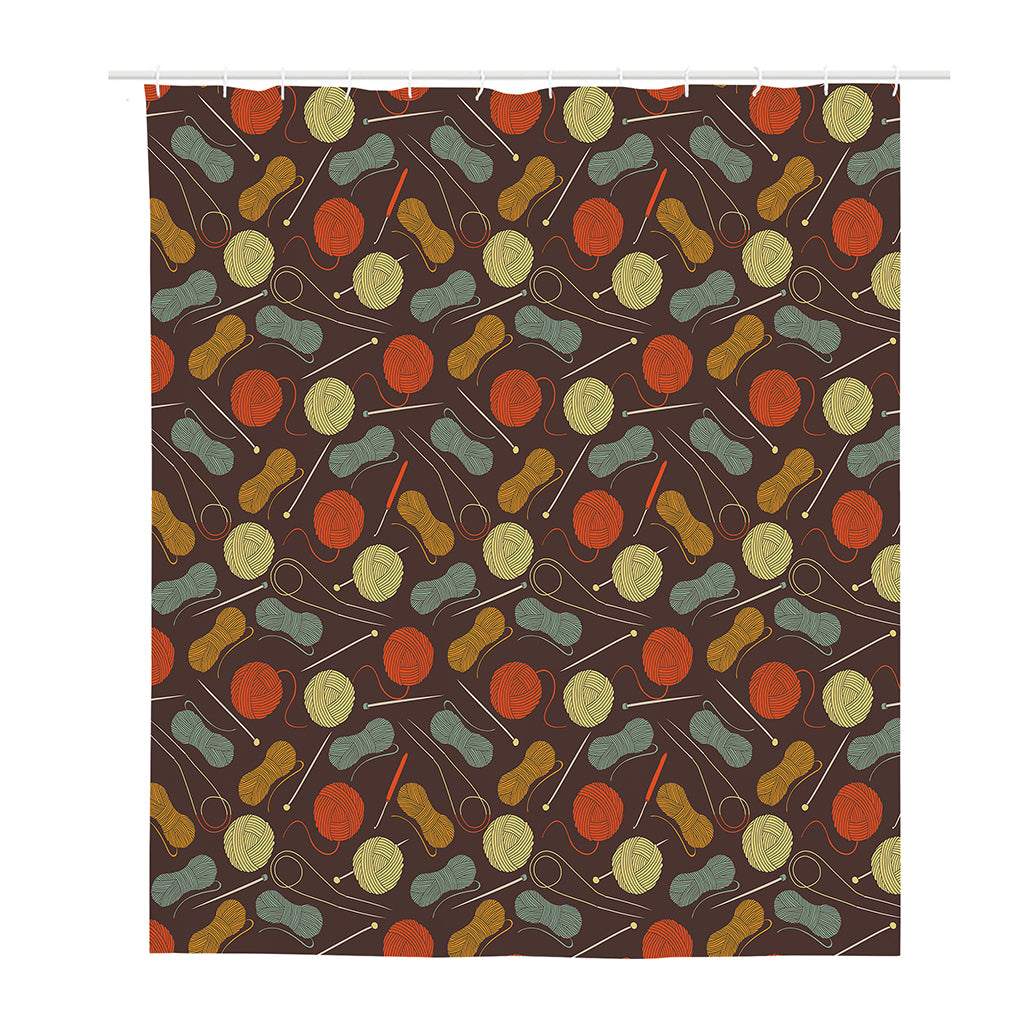 Yarn And Needle Pattern Print Polyester Shower Curtain