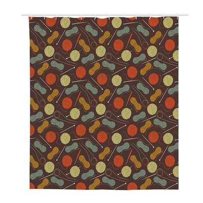 Yarn And Needle Pattern Print Polyester Shower Curtain