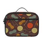 Yarn And Needle Pattern Print Portable Lunch Bag