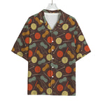 Yarn And Needle Pattern Print Rayon Hawaiian Shirt