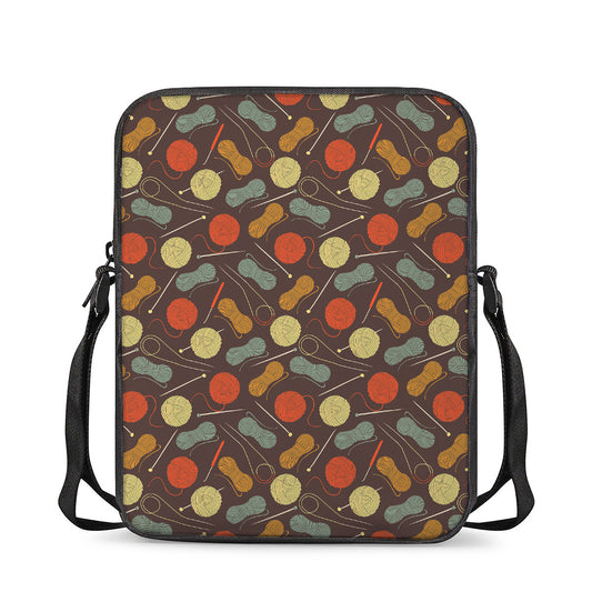 Yarn And Needle Pattern Print Rectangular Crossbody Bag
