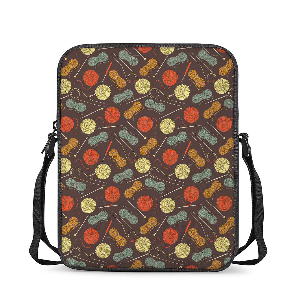 Yarn And Needle Pattern Print Rectangular Crossbody Bag