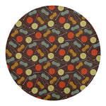 Yarn And Needle Pattern Print Round Blanket