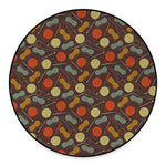 Yarn And Needle Pattern Print Round Floor Mat