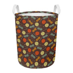 Yarn And Needle Pattern Print Round Laundry Basket