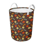 Yarn And Needle Pattern Print Round Laundry Basket