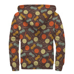 Yarn And Needle Pattern Print Sherpa Lined Zip Up Hoodie