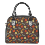 Yarn And Needle Pattern Print Shoulder Handbag