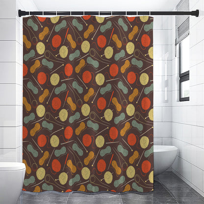 Yarn And Needle Pattern Print Shower Curtain