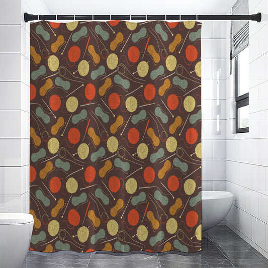 Yarn And Needle Pattern Print Shower Curtain