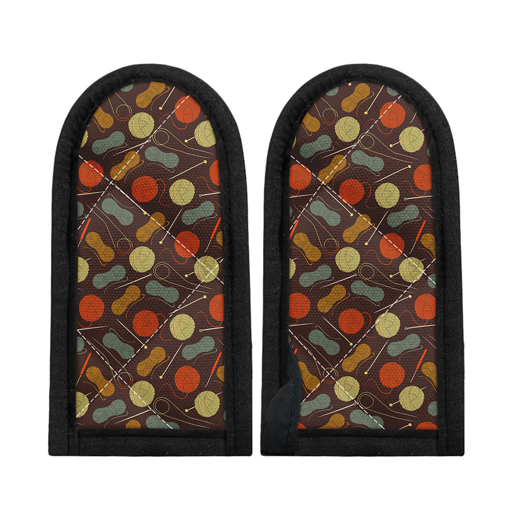Yarn And Needle Pattern Print Skillet Handle Cover