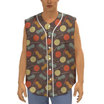 Yarn And Needle Pattern Print Sleeveless Baseball Jersey