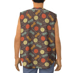 Yarn And Needle Pattern Print Sleeveless Baseball Jersey