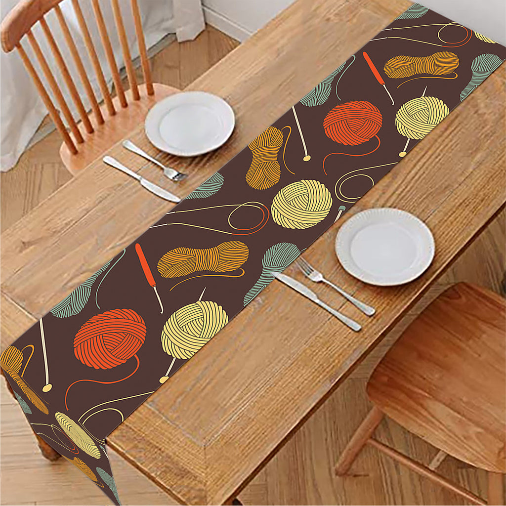 Yarn And Needle Pattern Print Table Runner