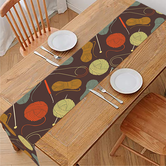 Yarn And Needle Pattern Print Table Runner