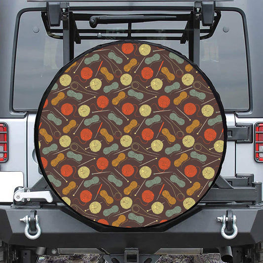 Yarn And Needle Pattern Print Tire Cover