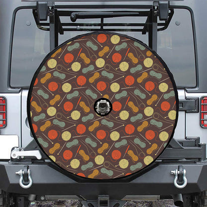 Yarn And Needle Pattern Print Tire Cover With Camera Hole