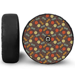 Yarn And Needle Pattern Print Tire Cover With Camera Hole