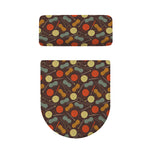 Yarn And Needle Pattern Print Toilet Lid And Tank Cover Set