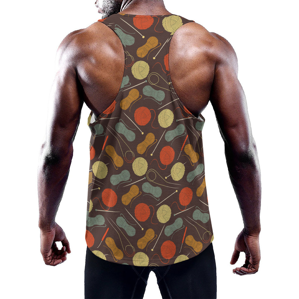 Yarn And Needle Pattern Print Training Tank Top