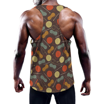 Yarn And Needle Pattern Print Training Tank Top