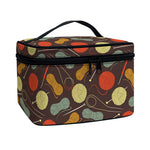 Yarn And Needle Pattern Print Travel Makeup Bag