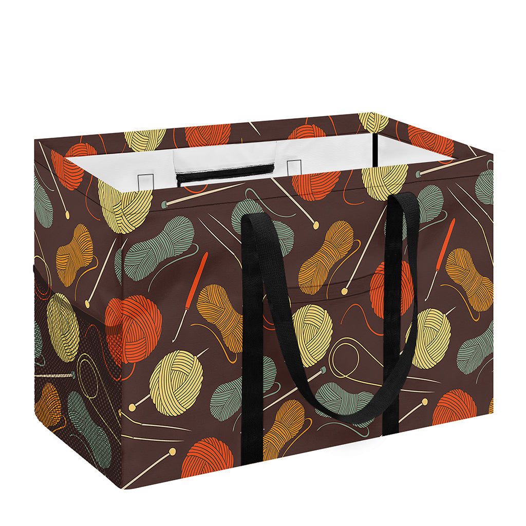 Yarn And Needle Pattern Print Utility Tote Bag