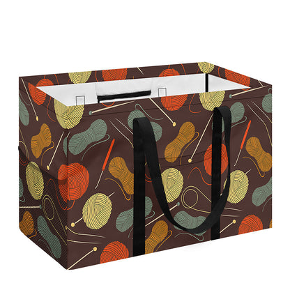 Yarn And Needle Pattern Print Utility Tote Bag