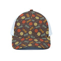 Yarn And Needle Pattern Print White Mesh Trucker Hat