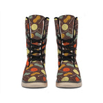 Yarn And Needle Pattern Print Winter Boots