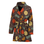 Yarn And Needle Pattern Print Women's Bathrobe