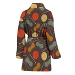 Yarn And Needle Pattern Print Women's Bathrobe