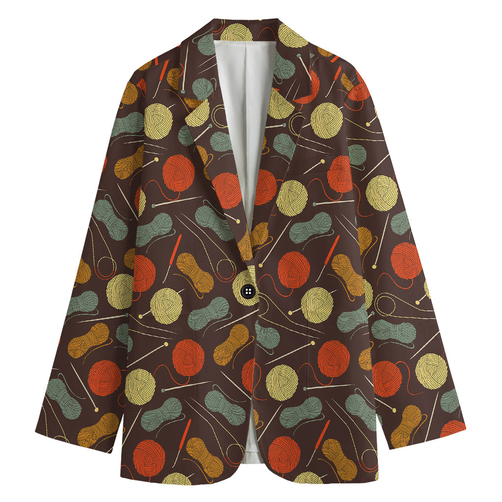 Yarn And Needle Pattern Print Women's Blazer