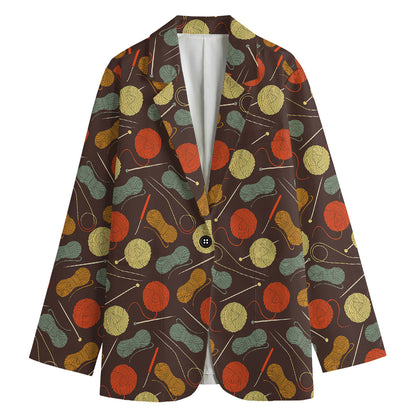 Yarn And Needle Pattern Print Women's Blazer