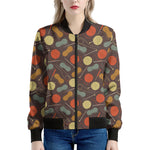 Yarn And Needle Pattern Print Women's Bomber Jacket
