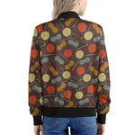 Yarn And Needle Pattern Print Women's Bomber Jacket