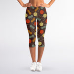Yarn And Needle Pattern Print Women's Capri Leggings