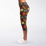Yarn And Needle Pattern Print Women's Capri Leggings