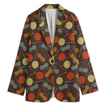 Yarn And Needle Pattern Print Women's Cotton Blazer