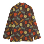 Yarn And Needle Pattern Print Women's Cotton Blazer