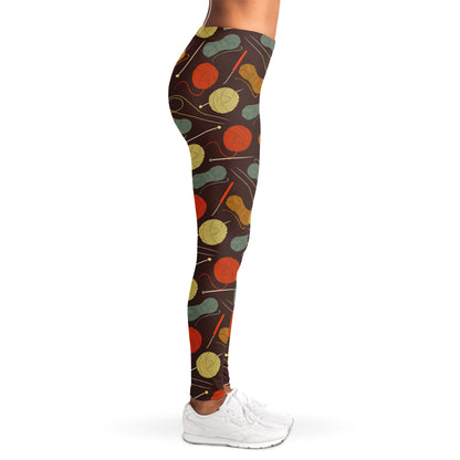 Yarn And Needle Pattern Print Women's Leggings