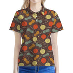Yarn And Needle Pattern Print Women's Polo Shirt